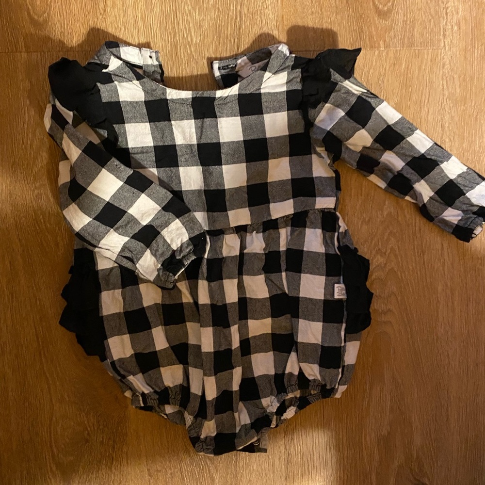 Black and White Checkered Baby Romper